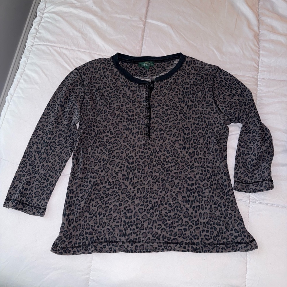 RALPH LAUREN 3/4 Sleeves Leopard Top 100% Cotton